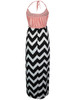 Casual Halter Color Block Zigzag Striped Maxi Dress