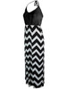 Casual Halter Color Block Zigzag Striped Maxi Dress