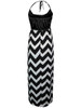 Casual Halter Color Block Zigzag Striped Maxi Dress