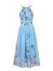 Casual Flowy Floral Printed  Chiffon Crew Neck  Maxi Dress