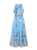 Casual Flowy Floral Printed  Chiffon Crew Neck  Maxi Dress