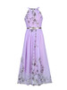Casual Flowy Floral Printed  Chiffon Crew Neck  Maxi Dress