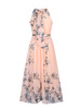 Casual Flowy Floral Printed  Chiffon Crew Neck  Maxi Dress