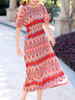Casual Flowing Open Shoulder Vacation Printed Striped Maxi Dress