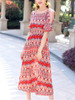 Casual Flowing Open Shoulder Vacation Printed Striped Maxi Dress