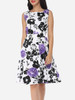 Casual Floral Printed Exquisite Round Neck Skater-dress Casual Floral Printed Exquisite Round Neck Skater-dress