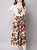 Casual Elastic Waist Printed Two-Piece Maxi Dress