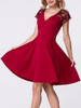 Casual Deep V-Neck Lace Patchwork Plain Skater Dress