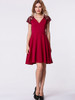 Casual Deep V-Neck Lace Patchwork Plain Skater Dress