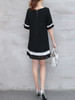 Casual Color Block Striped Chiffon Round Neck Shift Dress
