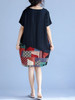 Casual Round Neck Color Block Printed Shift Dress