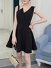 Casual Asymmetric Neck Solid Skater Dress