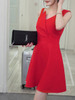 Casual Asymmetric Neck Solid Skater Dress