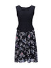 Casual Asymmetric Neck Patchwork Floral Printed Skater Dress
