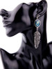 Casual Feather Pendant Faux Crystal Stud Earring