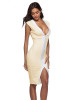 Deep V-neck Split Front Midi Dresses