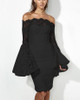 Sexy Lace Flared Sleeves Bodycon Off-the-shoulder Midi Dress