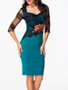 Casual Sweet Heart Patchwork Hollow Out Split Evening Dress