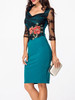 Casual Sweet Heart Patchwork Hollow Out Split Evening Dress