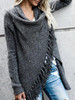 Tassel Asymmetrical Hem Shawl Speckled Fringe Cardigan
