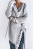 Tassel Asymmetrical Hem Shawl Speckled Fringe Cardigan