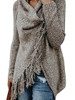 Tassel Asymmetrical Hem Shawl Speckled Fringe Cardigan