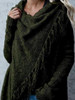 Tassel Asymmetrical Hem Shawl Speckled Fringe Cardigan