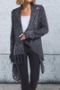 Tassel Asymmetrical Hem Shawl Speckled Fringe Cardigan