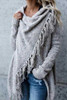 Tassel Asymmetrical Hem Shawl Speckled Fringe Cardigan