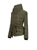 High Neck Bowknot Asymmetric Hem Plain Padded Coat