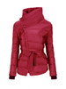 High Neck Bowknot Asymmetric Hem Plain Padded Coat
