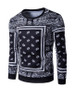 Casual Round Neck Retro Paisley Printed Men Sweatshirt