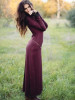 Hooded Long Sleeves Solid Maxi Dress