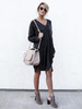 Solid Color V-neck Sweater Dress