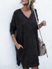 Solid Color V-neck Sweater Dress