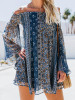 Off-the-shoulder Floral Long Sleeves Mini Dress