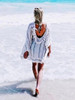 Pompoms Backless Long Sleeves Cover-up Mini Dresses