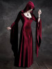 Flared Long Sleeves Hooded Maxi Dress
