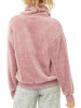 Pink Patchwork Drawstring High Neck Casual Sweatshirt