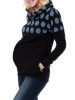 Blue Polka Dot Pockets Band Collar Long Sleeve Casual Maternity Sweatshirt