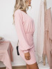 New Pink Ruffle Round Neck Long Sleeve Fashion Mini Dress