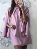 New Pink Ruffle Round Neck Long Sleeve Fashion Mini Dress