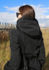 New Black Pockets Drawstring Zipper Hooded Long Sleeve Trench Coat