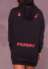 New Black Animal Print Drawstring Long Sleeve Hooded Pullover Sweatshirt