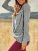 New Grey Irregular Round Neck Long Sleeve Casual Pullover Sweater New Grey Irregular Round Neck Long Sleeve Casual Pullover Sweater