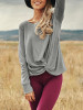 New Grey Irregular Round Neck Long Sleeve Casual Pullover Sweater New Grey Irregular Round Neck Long Sleeve Casual Pullover Sweater