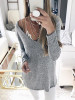 New Grey Pockets Long Sleeve Round Neck Going out Sweater
