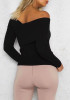 New Black Irregular One Shoulder Long Sleeve Pullover Sweater