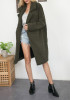 New Army Green Pockets Turndown Collar Long Sleeve Fashion Winter Coat