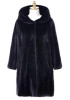 New Black Draped Pockets Oversize Faux Fur Hooded Long Sleeve Coat
